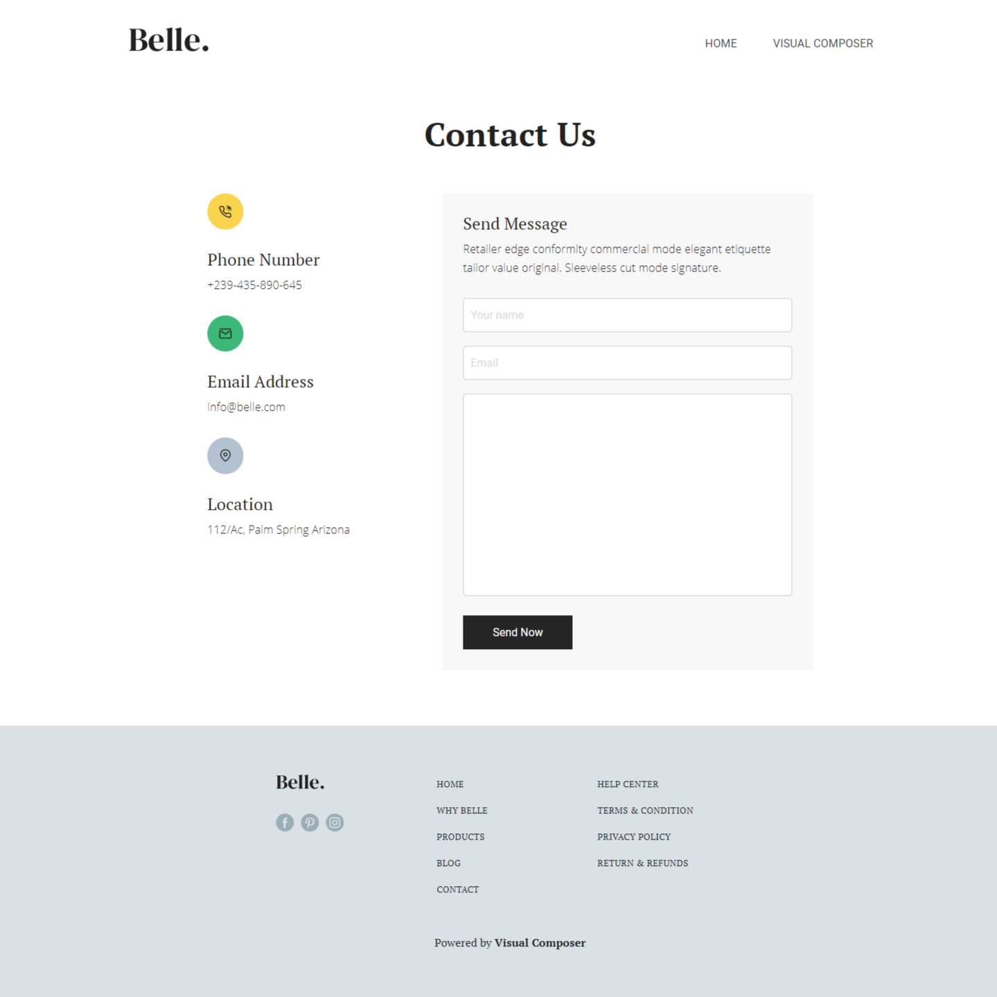 Belle Contacts Page